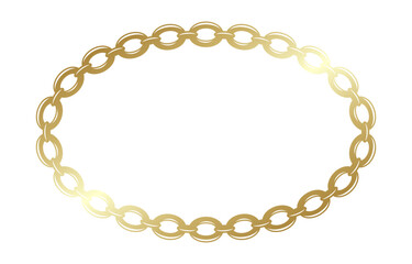 Golden Chain Oval Frame Isolated on White Background.