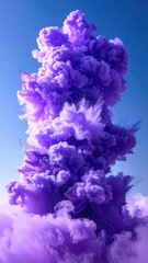 Vibrant purple ink explosion against a vibrant blue sky