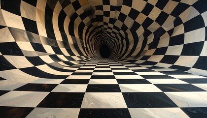 Twisting Checkerboard Tunnel Illusion