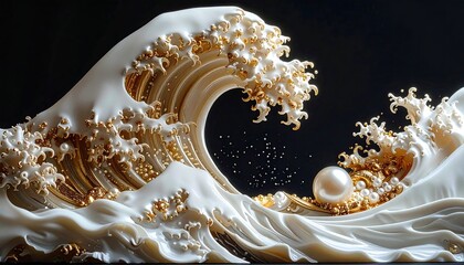 Creamy gold wave, pearl