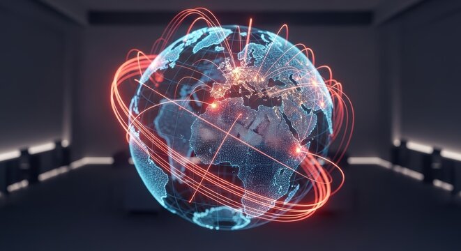 Global Network Connections Over Digital Earth