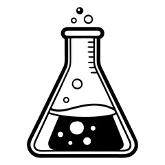 Laboratory flask illustration filled with bubbling liquid, showcasing scientific experimentation and discovery, emphasizing the importance of chemistry in research and education