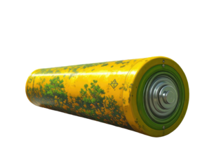 Yellow battery with green floral pattern