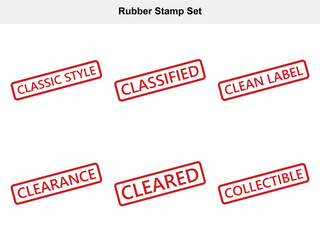 Red Rubber Stamp Set with White Background Featuring Classic Style and Clearance Words