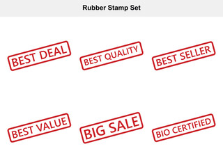 Six Rectangular Stamps Featuring Sale, Bio Certified, Deal and Value on White