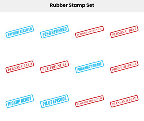 Obraz premium Rubber Stamp Set with Rectangular Borders and Various Text on White Background