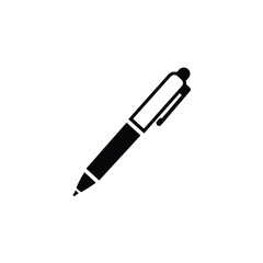 Classic black ink pen icon for writing and drawing simple stationery symbol silhouette
