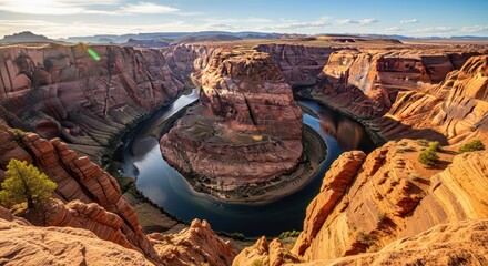 Magnificent horseshoe bend in the canyon land of the american southwest offering a breathtaking