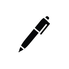 Simple black silhouette icon of a ballpoint pen for writing and creative projects silhouette