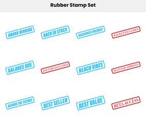 Set of Grunge Rubber Stamps with Positive Phrases on White Background