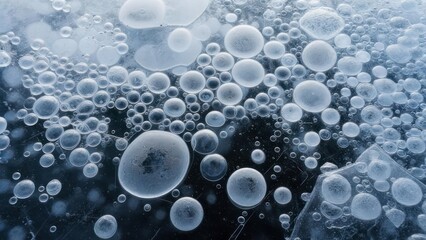 Frozen bubbles on a dark surface