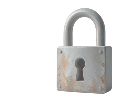 3D rendered, aged,  rusty-looking padlock