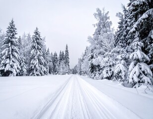 Obraz premium Snowy winter forest trail