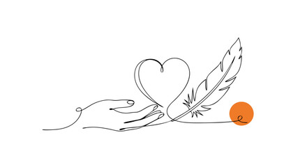 National Day for Truth and Reconciliation Hand, Heart, Feather, and Orange Dot