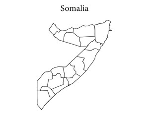 Somalia map regions administrative borders outline Vectot