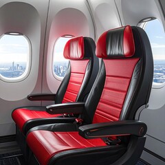 Airplane seats with city view