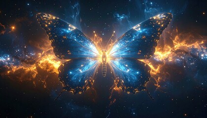 Cosmic butterfly in swirling nebula