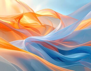 Abstract flowing fabric in shades of orange and blue