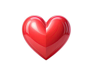 Fototapeta premium Glossy, vibrant red heart shape, isolated on black