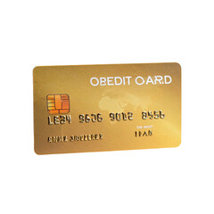 Gold credit card with embossed text and numbers