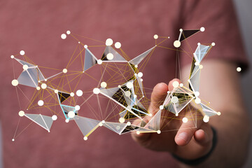 Abstract network visualization.  Connecting dots, digital future, innovation.