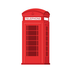 Red British telephone box with a crown symbol