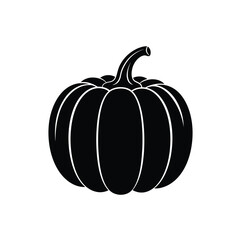 Classic silhouette of a ripe pumpkin with stem for autumnal harvest celebrations silhouette
