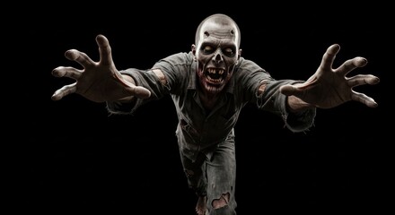 Terrifying undead creature reaching out from the darkness a spooky halloween concept horror