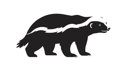 Dynamic black silhouette of a wolverine and skunk duo