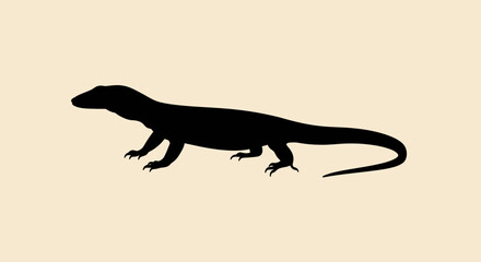 Silhouette of a lizard in profile against a plain backdrop capturing reptilian form and movement