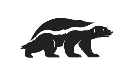 Obraz premium Stylized silhouette black badger or wolverine animal emblem icon for wildlife and nature projects