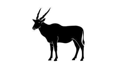 Silhouette of a majestic antelope standing tall with large horns on a