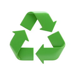 Obraz premium 3d render green recycle symbol with transparent background