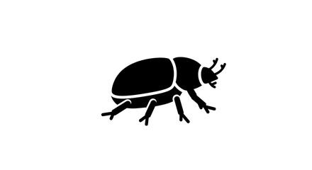 Simple black silhouette of a beetle insect side view small arthropod close up detail