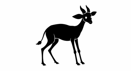 Elegant silhouette of a gazelle standing gracefully with detailed horns and a slender body against a clean backdrop