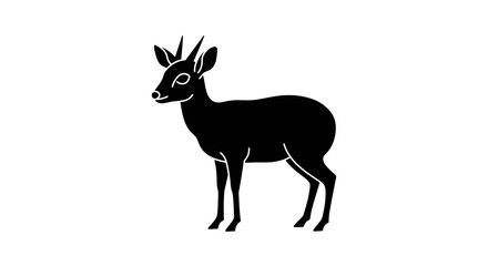 Silhouette of a small deer with antlers standing gracefully in profile majestic wildlife representation