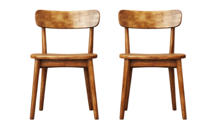 minimalist chairs in a light, natural wood finish, evoking a sense of calm and understated elegance for a modern living space. Isolated On Transparent and White Background