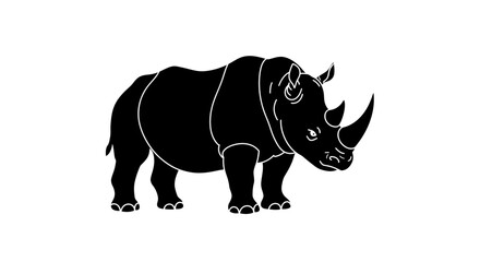 Majestic silhouette of a rhinoceros with powerful horn and thick skin detailed rendering