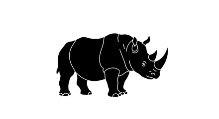 Majestic black rhinoceros silhouette powerful wildlife creature standing proudly in profile view