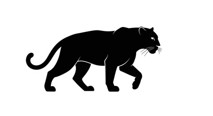 Majestic black panther silhouette powerful predator stalking wild animal profile view motion