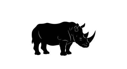 Majestic black rhinoceros silhouette standing proudly powerful african wildlife symbol