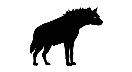 Striking silhouette of a standing hyena in profile a powerful wild animal graphic