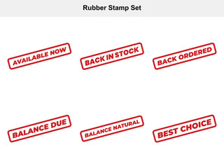 Red Rubber Stamp Set with Business Messages on a White Background Collection