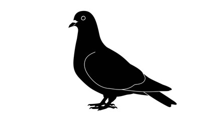 Silhouette of a black pigeon standing proudly simple clean design bird wildlife animal