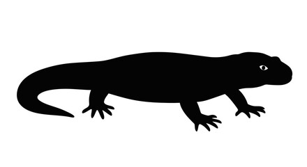 Naklejka premium Silhouette of a black lizard with detailed features against a