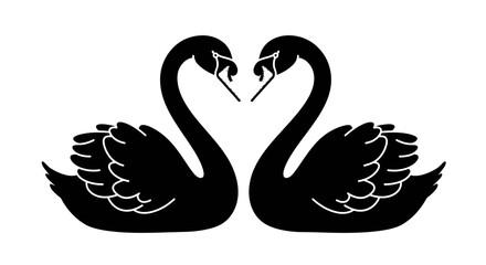 Elegant black swans forming a heart shape symbolizing love and romance beautifully depicted