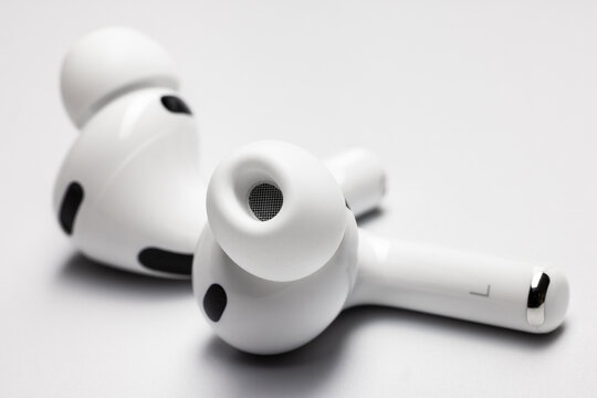 Close-up of Apple AirPods Pro 3 earbuds on September 22, 2025 in Germany