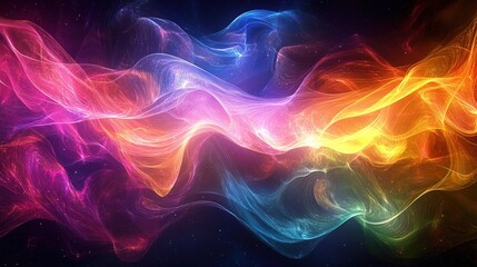Obraz premium Dynamic color waves abstract art digital artwork cosmic environment aesthetic viewpoint vibrant concept