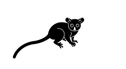 Cute black tarsier monkey with big eyes primate wildlife animal illustration