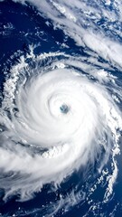 Aerial view of a powerful hurricane